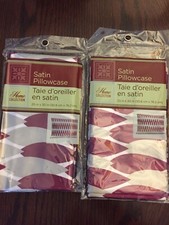 Set Of TWO Satin Pillowcase Queen Size Grey Burgundy Cushion 20 x 30
