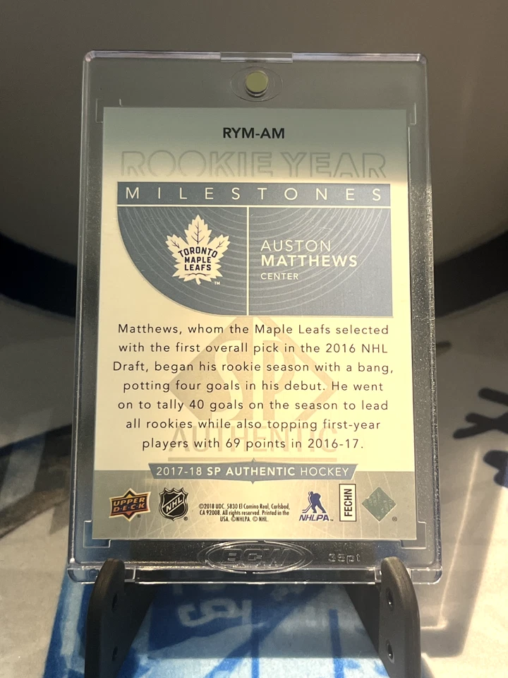 SP Authentic Auston Matthews Rookie Card 2017-18 Rookie Year Milestones RC Mint! - Image 2 of 2