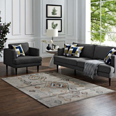 Modway Jenica Distressed Moroccan Tribal Abstract Diamond Area Rug 5x8''