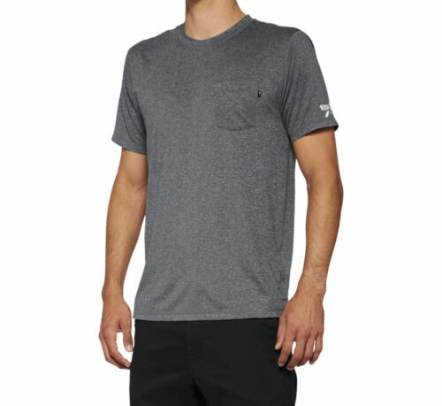 100% Men's Mission Athletic Tee T-Shirt Heather Charcoal S - Picture 1 of 1