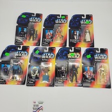 1995 Star Wars Power Of The Force Lot of 7 Yoda Pilot Kenobi C-3PO Gunner