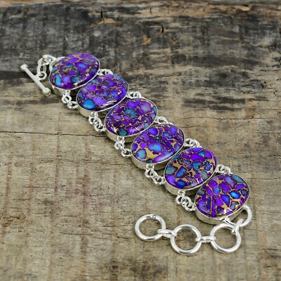 Purple Copper Turquoise Handmade 925 Sterling Silver Bracelet For Wedding  Gifts