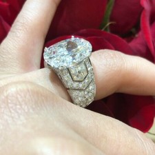 Art Deco Old European Cut Center 11.88CT CZ With Multi Shape Shiny CZ Women Ring
