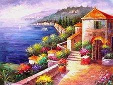  Impressionism Oil Painting on canvas  - LE PETIT PORT  -  size 48"x36"