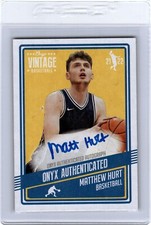 2021 Onyx Basketball AUTO Blue Ink MATTHEW HURT Rochester MINNESOTA Duke