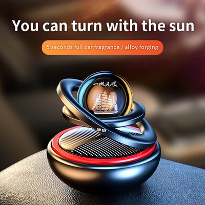 Auto Rotating Solar Car Perfume Air Freshener Double Ring Accessories