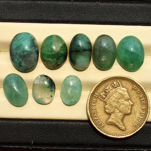 8 Pcs Natural Zambian Emerald Untreated 10mm-13mm Oval Cabochon Loose Gemstones - Picture 2 of 16
