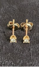 Stunning 375 Yellow Gold Diamond Solitaire Stud Earrings 0.20ct By Goldsmiths 