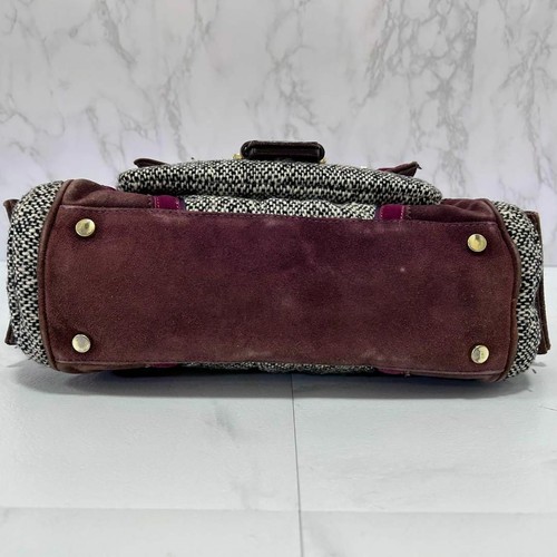 COACH Tweed Handbag with Ribbon and Shoulder Strap Height 14cm Width 32cm - Picture 8 of 9