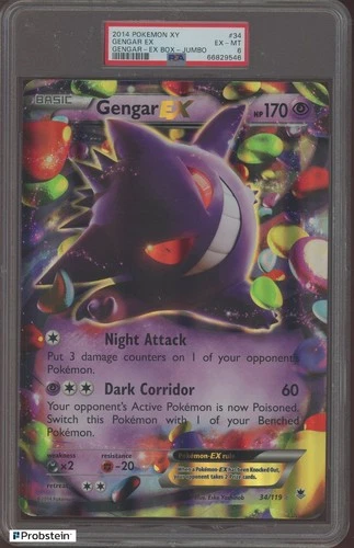 2014 Pokemon XY Gengar Ex Box Jumbo Card #34 Gengar Ex PSA 6 EX-MT