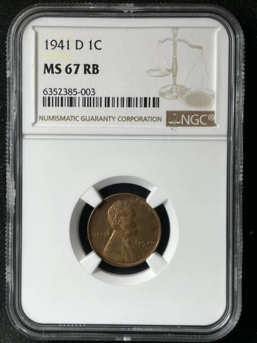 1941-D 1C RB Lincoln Wheat One Cent NGC MS67RB   6352385-003