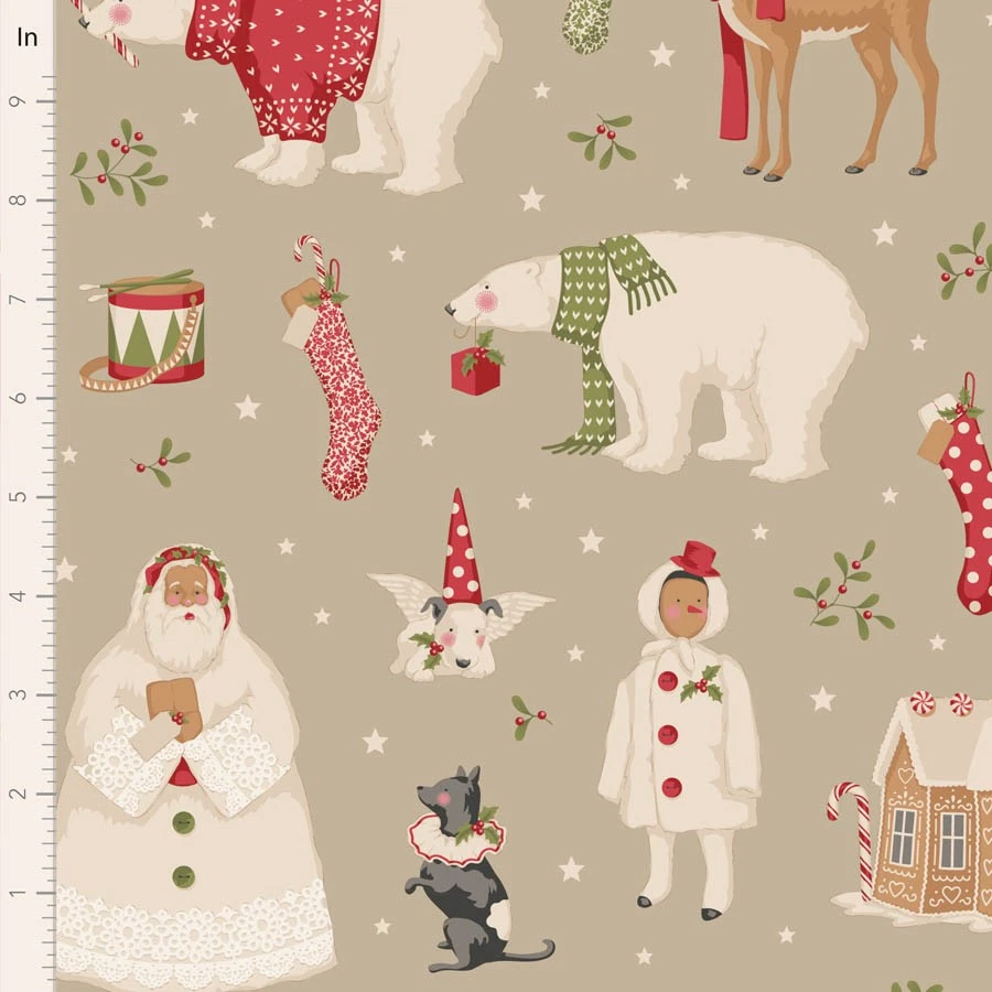 Quilting Patchwork Fabric TILDA Merry Little Christmas Winterfriends Clay 50x... - image 2 of 4