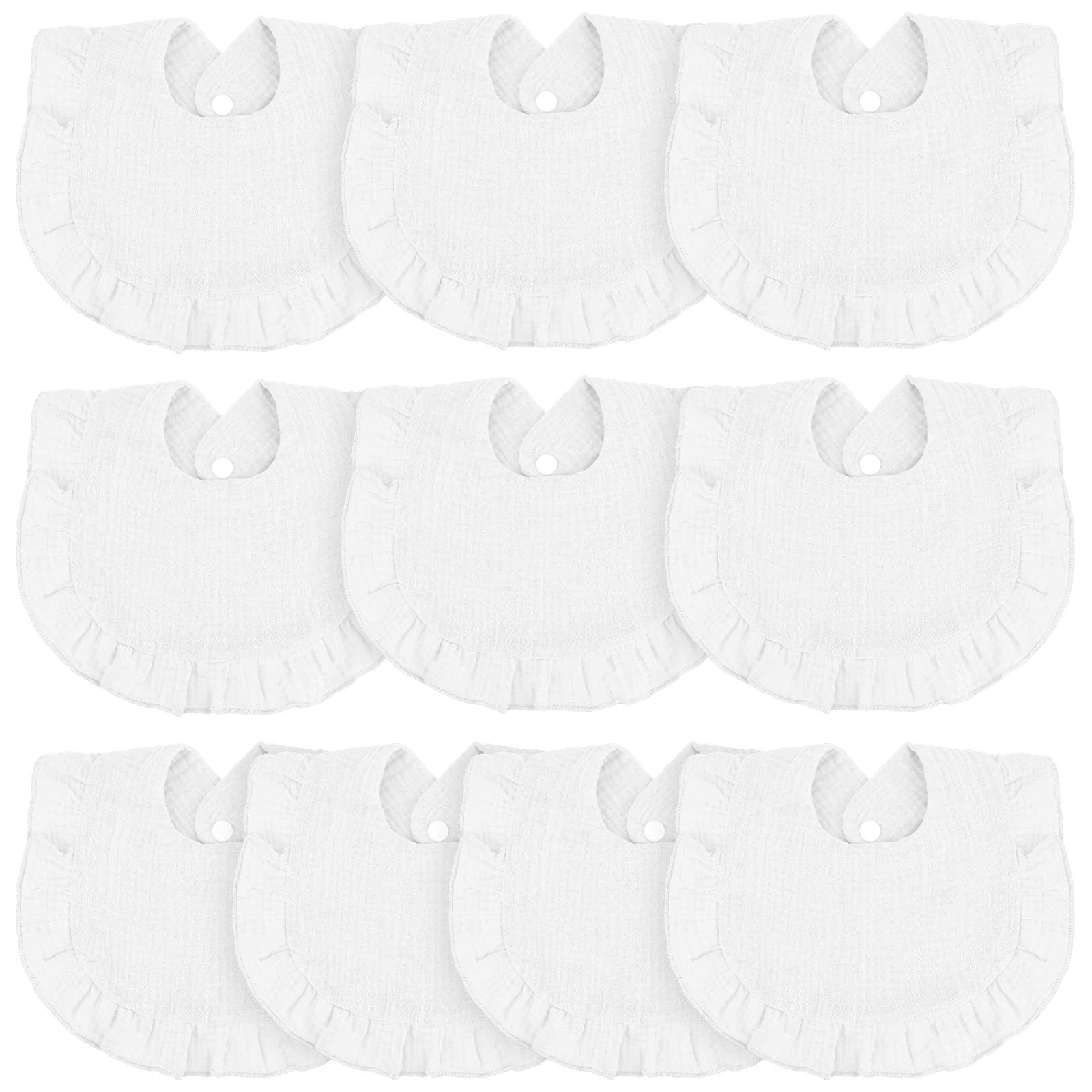 10 Pcs Baby Muslin Bibs Drool Bibs Bandana Ruffle Soft Cotton for Newborn Bab...