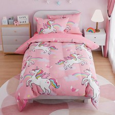 Unicorns Bedding Twin Set for Girls Kids Children, Ultra Soft Microfiber Comf...