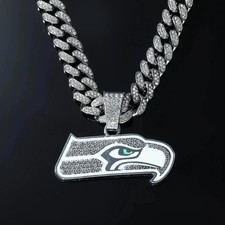 Seattle Seahawks Bling Hip Hop Pendant & 24" Necklace