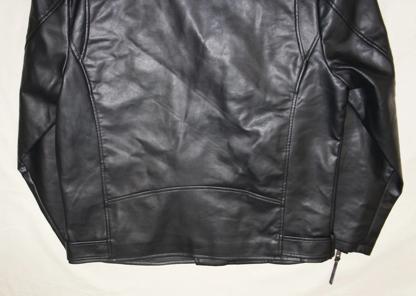 Robert Graham Vegan Black Leather Moto Jacket Mens L Faux Orange Lined Full Zip image 8
