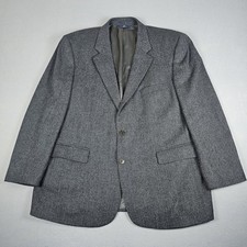 Brooks Brothers 346 Herringbone Blazer Mens 46R Gray 100 Lambswool Two Button