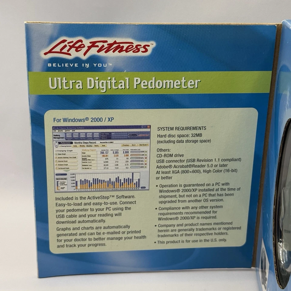 Life Fitness pedômetro ultra digital PC software para rastrear resultados HJ-720ITLF NOVO NA CAIXA - Imagem 4 de 4