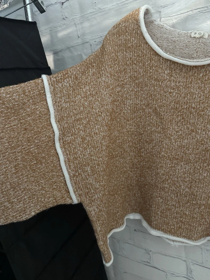 POL Naranja/Blanco Variegated Knit Oversized Heavy 100% Acrílico Suéter Crop XXL Foto 3 de 4