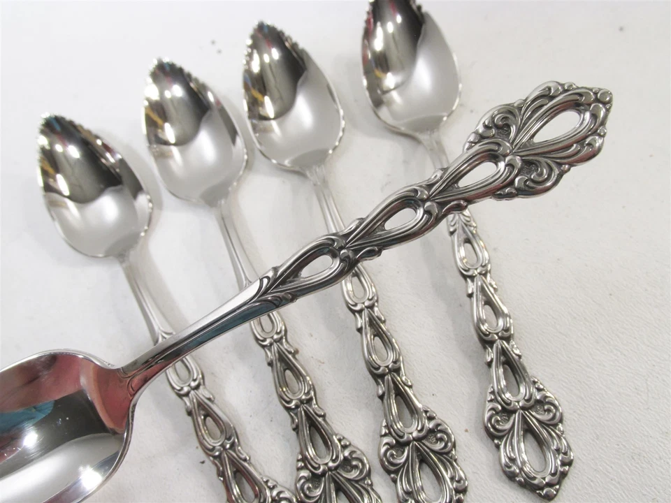 Vtg Oneida Community Stainless Chandelier 6 Grapefruit Citrus Spoons - Image 3 of 4