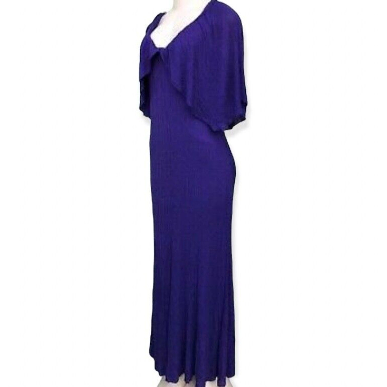 Zara Womens Metallic Shimmer Purple Long Maxi Knit Dress Size Medium thumbnail 6