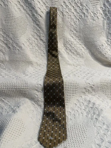 Gianni Versace Silk Tie Gold Bronze Greek Key Geometric Medusa Made In Italy - product listing photo