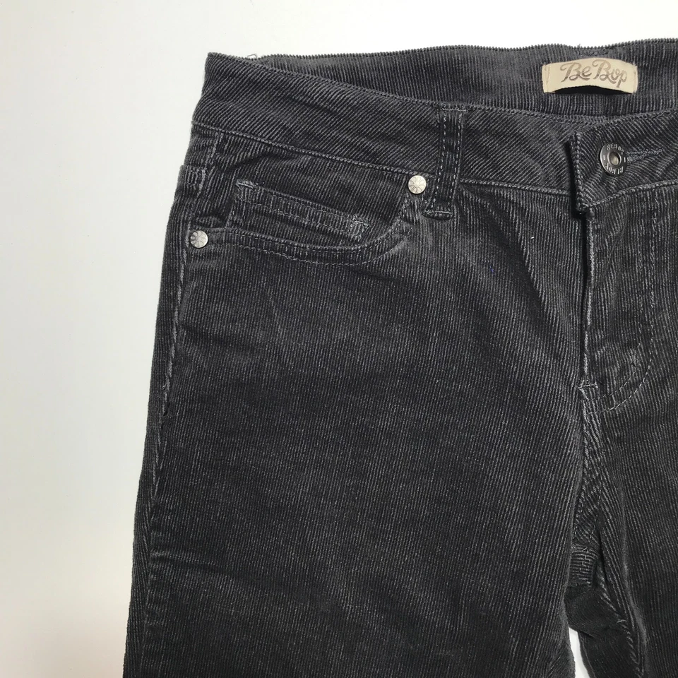 Pantalones rectos ajustados Be Bop para niños talla 7 pana negros entrepierna larga lavada Foto 3 de 4