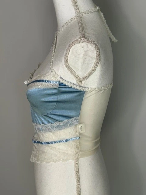 Мягкий кружевной сетки корсет верх, синий, размер S - Изображение 4 из 4