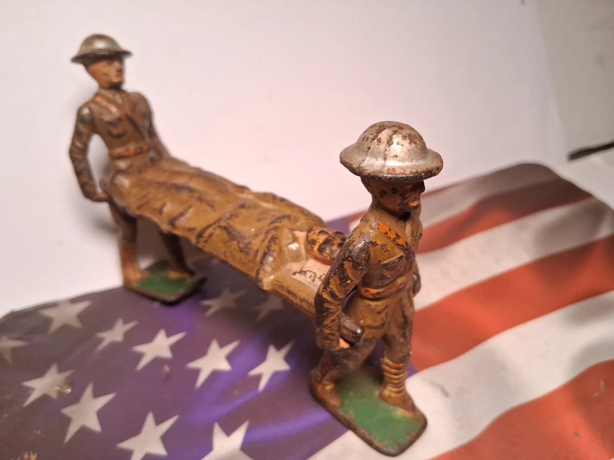 Grey Iron Stretcher Bearers & Wounded On Stretcher Soldiers