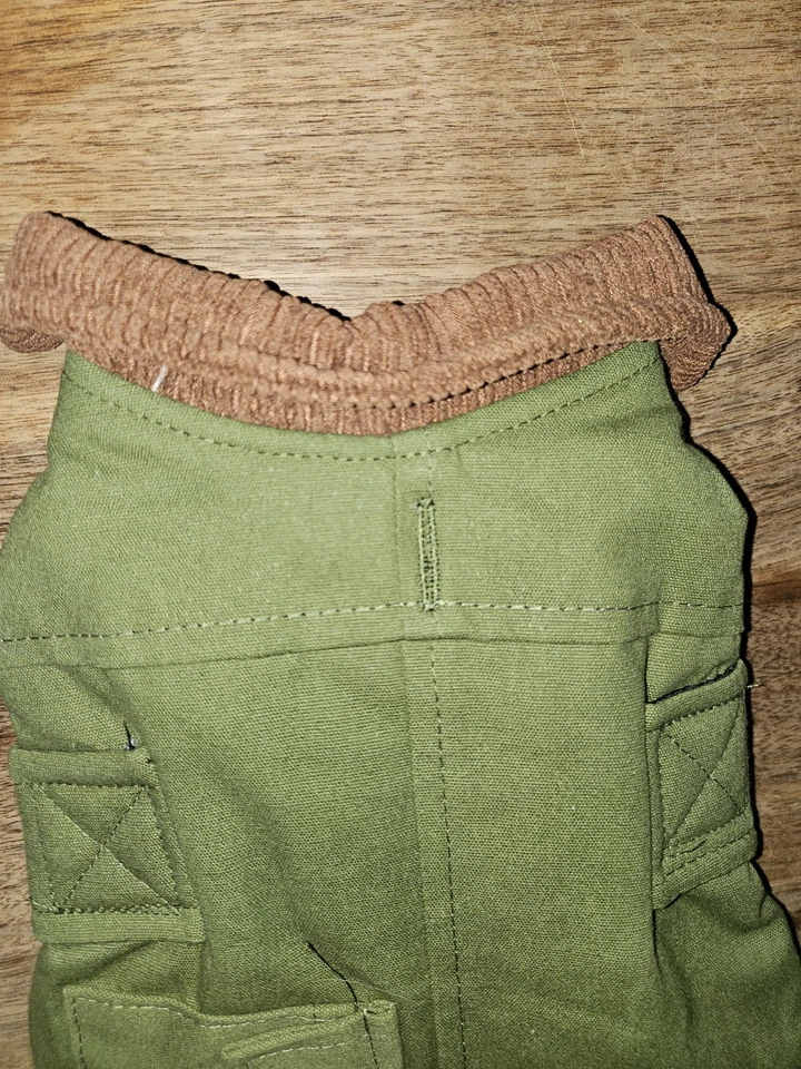 Abrigo de campo de lona verde para mascotas/perros con cuello de pana marrón. Nuevo. Talla XS Foto 2 de 4