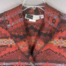 VTG Rhonda Stark Southwestern Aztec Wool Blend Vest Sz XL Open Front USA Made