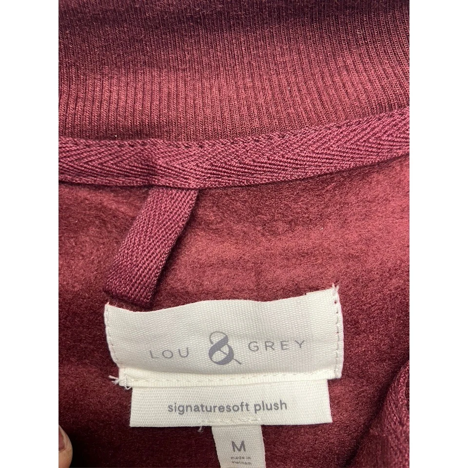 Sudadera Lou & Grey Nordstrom Borgoña Oscura Cuarto Cremallera Felpa Talla M Nueva Foto 3 de 4