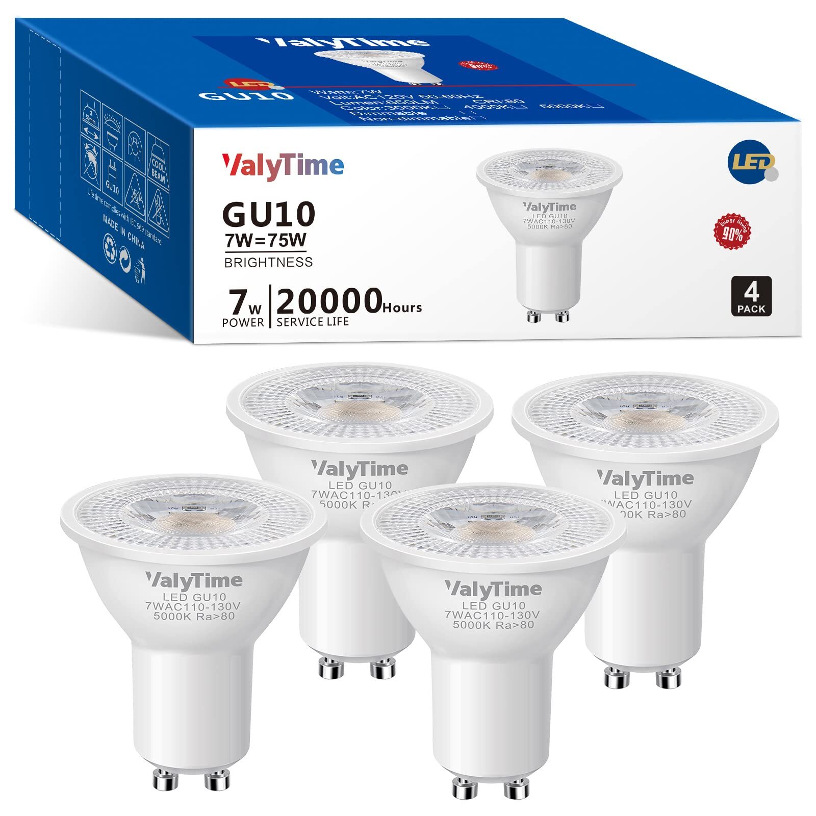 GU10 LED Light Bulbs 7W (50W -60W-75W Equivalent) GU10 Shape Halogen Replacem...