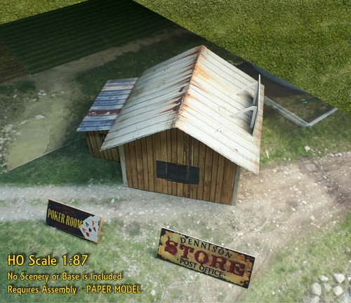 HO Scale 1:87 Shanty Building - Pre-Cut & Pre-Scored CARDSTOCK PAPER kit WSP1 - Foto 5 di 10
