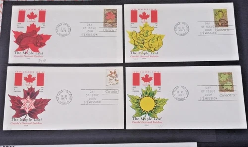 Canada 1971 Maple Leafs Series on 4 illustrated First Day Covers