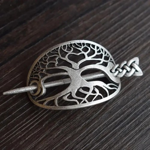 Vintage-Inspired Tree of Life Hairpin Sliding Hair Clip Bar Nordic Norwegian - Picture 8 of 15