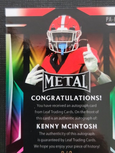 Kenny McIntosh 2023 Leaf Metal 3/3 Mojo Autograph PA-KM1 Football Card - Bild 7 von 10