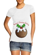 Mummy's Christmas Pudding Maternity Pregnancy T Shirt Women's Mum To Be Festive 