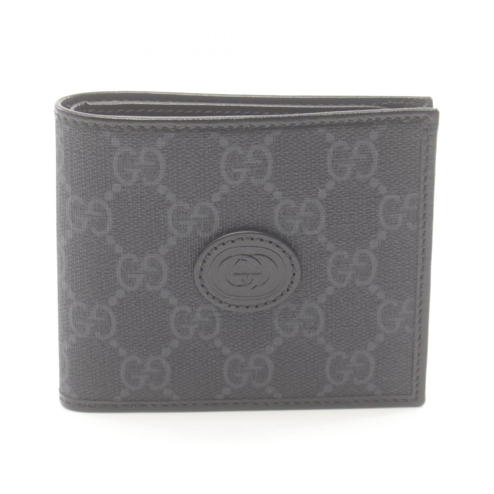 Portefeuille GUCCI Interlocking G GG Supreme 67165292TCN1000 toile cuir gris noir