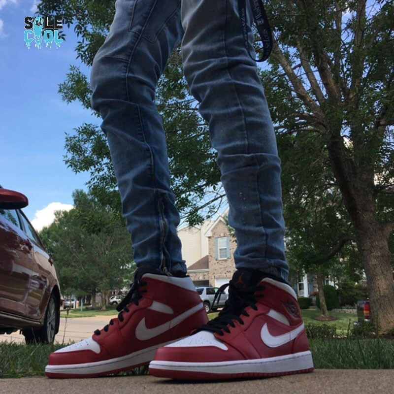 Nike Air Jordan 1 Retro Mid Chicago Gym Red White Men's Shoes