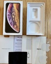 Apple iPhone Xs Gold 256 gb EMPTY BOX w/ Booklet, Stickers, SIM Tool, Inserts.
