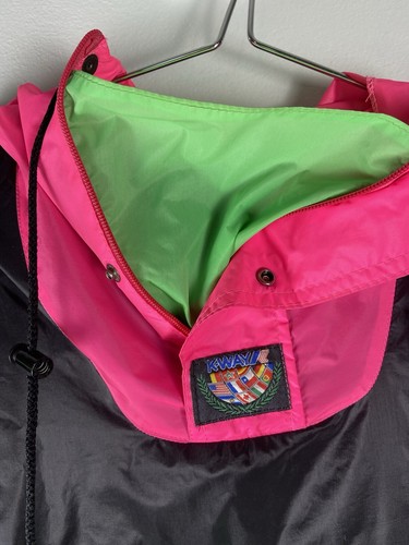 Giacca a vento K-Way vintage anni 80 90 nylon TG S retrò rosa fluo verde - Foto 5 di 9