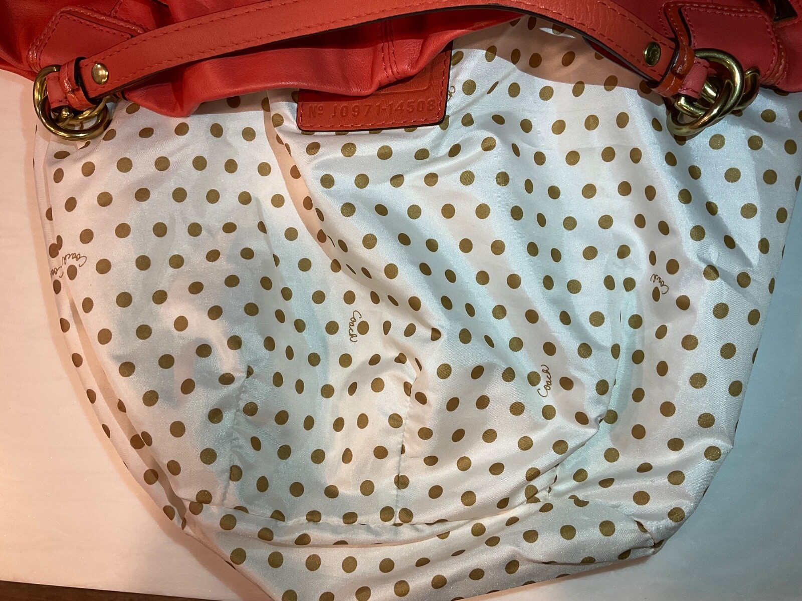 EUC Coach Peyton Drawstring Large Orange Shoulder… - image 10