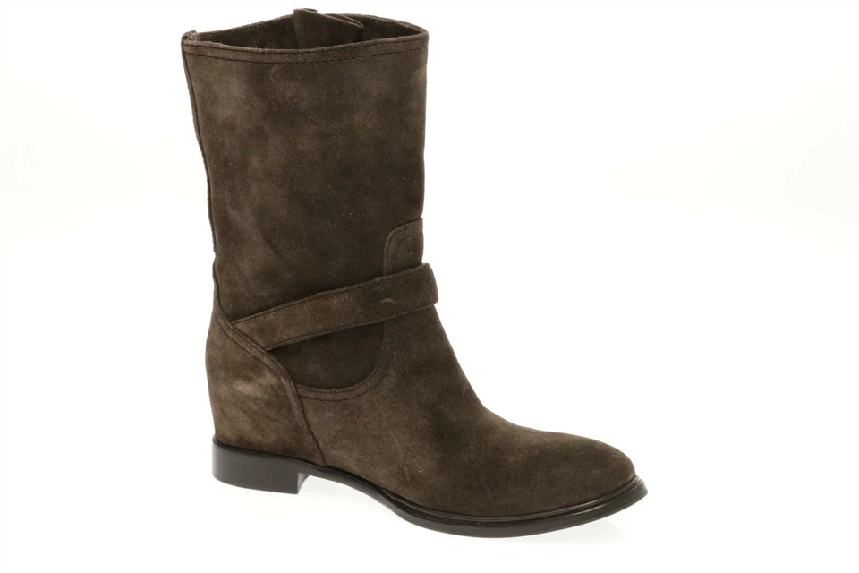 Womens Prada Dark Brown Suede Urban Slouchy With Buckle Boots Size 36.5 NEW - Image 4 of 4