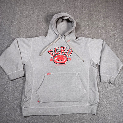 Ecko Unltd Hoodie Men Large Grey Red Sweatshirt Embroider Otherground Y2K VTG