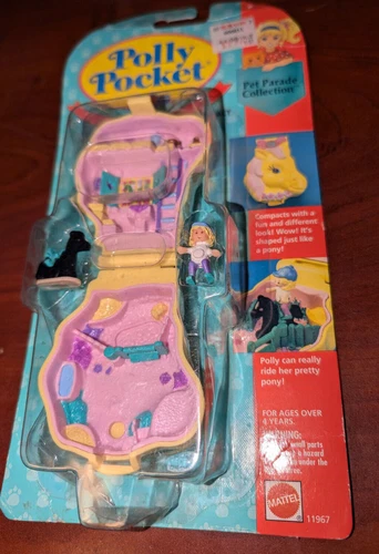 Vintage Polly Pocket Pony Ridin Compact Mattel 1994 Pet Parade Black Horse NEW