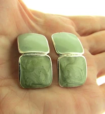 Green Enamel Stud Earrings .5*1 in Rectangle