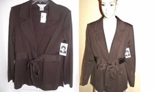 Misook Chocolate Brown Front Tie Knit Jacket S, XL