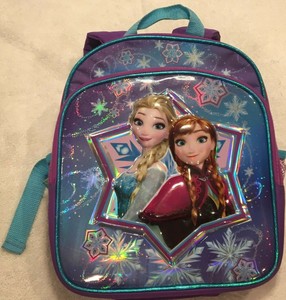 Disney Frozen Kids Backpack Purple Sequin Elsa School Travel Back Pack