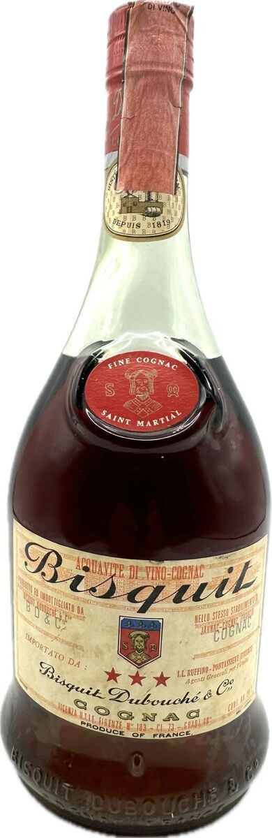 Vintage Cognac Three Stars 1960's Bisquit Dubouché 73cl 40 Vintage Cognac Three Stars 1960's Bisquit Dubouché 73cl 40